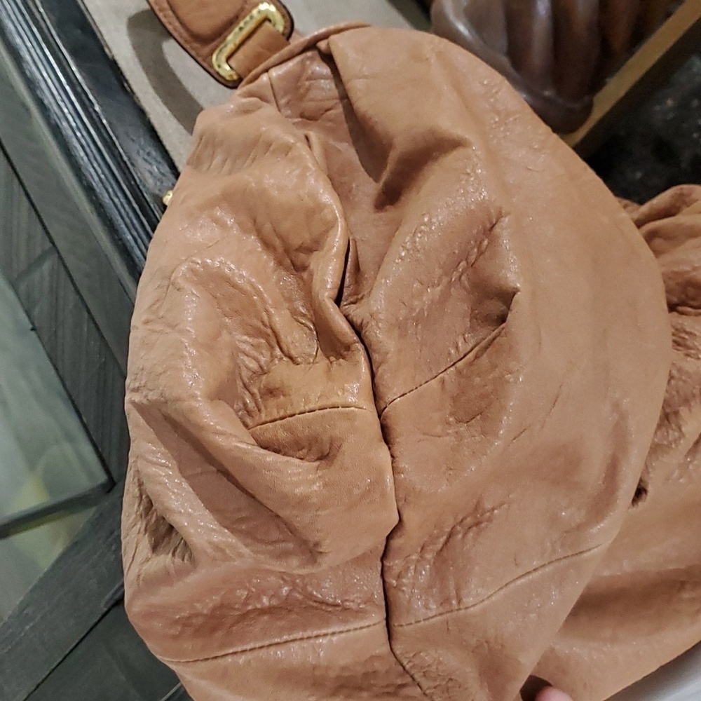 JUICY COUTURE BROWN BAG GOLD CHUNKY CHAIN SHOULDER HOBO PEBBLE LEATHER BOHO CHIC - Picture 4 of 13